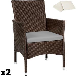 2 sillas de ratán   4 fundas, 59 x 57 x 85 cm, marrón/beige…
