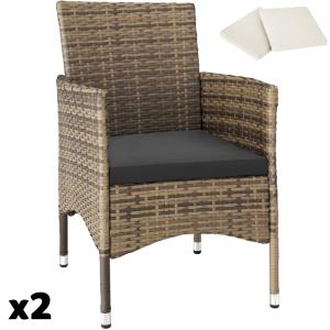 2 sillas de ratán   4 fundas, 59 x 57 x 85 cm, natural/gris…