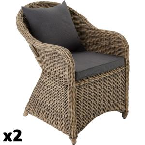 2 sillas de ratán con estructura de aluminio, 71 x 60 x 84…