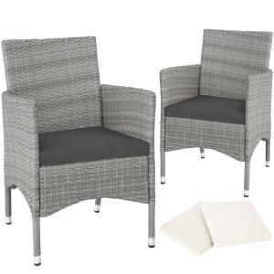 2 sillas de ratán y 4 fundas acero gris claro/crema