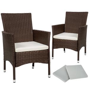2 sillas de ratán y 4 fundas acero marrón/beige