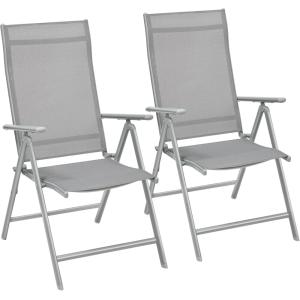 2 sillas plegables de 70 x 56 x 107 cm de color gris