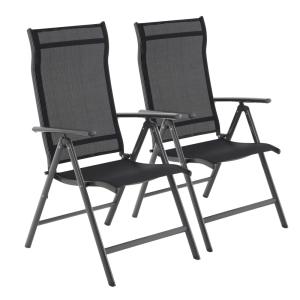 2 sillas plegables de 70 x 56 x 107 cm de color negro