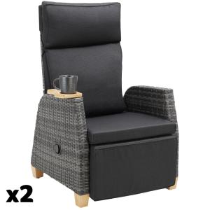 2 sillones de ratán marco de aluminio 68,5x67 - 128x87 - 10…