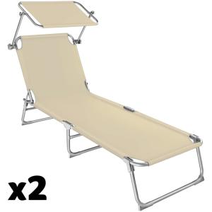 2 tumbonas, 4 posiciones, toldo ajustable, 190 x 68 x 28 cm…