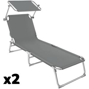 2 tumbonas, 4 posiciones, toldo ajustable, 190 x 68 x 28 cm…
