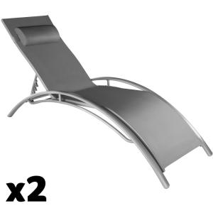 2 tumbonas, aluminio, ajustable en 5 niveles, 180 x 59 x 50…