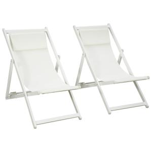 2 tumbonas plegables 60x100x85 cm blanco