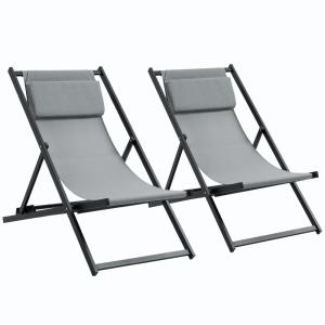 2 tumbonas plegables 60x100x85 cm gris oscuro