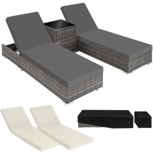 2 tumbonas, poliratán y aluminio   mesa, funda protectora,…