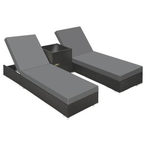 2 tumbonas, poliratán y aluminio   mesa, funda protectora,…
