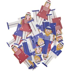 24 Confeti Marineros azul y rojo madera