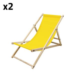 2x silla de playa amarilla madera pino tejido oxford carga…
