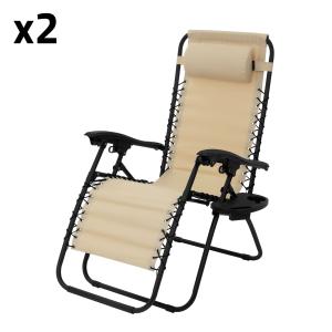 2x tumbona plegable beige silla de playa/piscina con reposa…