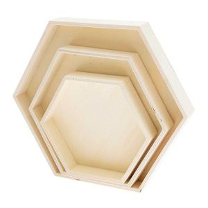 3 bandejas hexagonales de madera 100% fsc