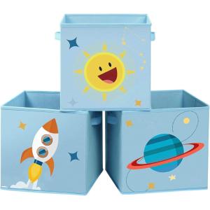 3 cajas de almacenaje de 30 x 30 x 30 cm de color azul