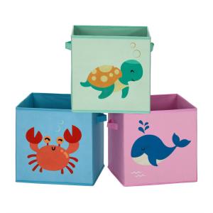 3 cajas de almacenaje de 30 x 30 x 30 cm de color azul y ve…