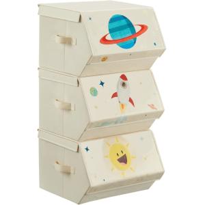 3 cajas de almacenaje de 38 x 35 x 25 cm de color beige