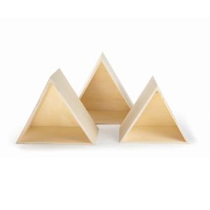 3 estantes triangulares de madera