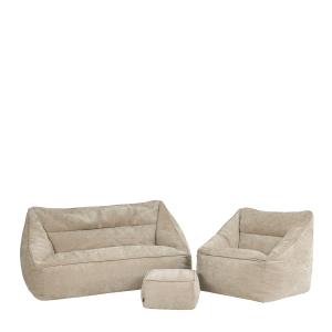 3 pufs de chenilla: sofá, sillón y reposapiés cuadrada, bei…