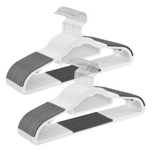 30 perchas antideslizantes de plástico de color blanco y gr…