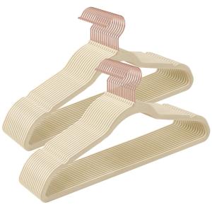 30 perchas con gancho giratorio de color beige arena y oro…