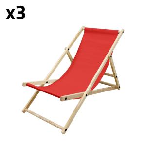 3x sillas de playa rojo madera de pino tejido oxford carga…
