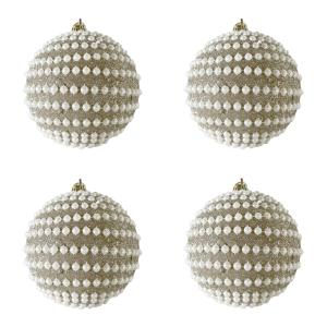 4 bolas de Navidad con perlas color oro de plástico diámetr…