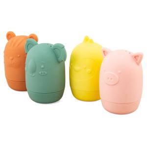 4 juguetes de baño de silicona Animales