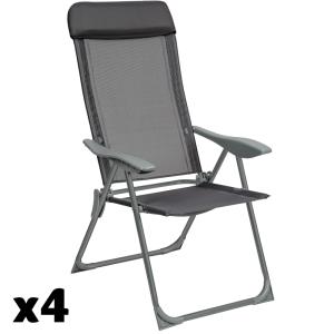 4 sillas de aluminio plegables con respaldo, antracita