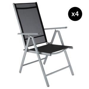 4 sillas de jardín plegables de aluminio aluminio negro/pla…