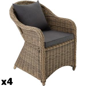 4 sillas de ratán con estructura de aluminio, 71 x 60 x 84…