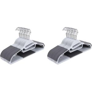 40 perchas antideslizantes de plástico de color gris