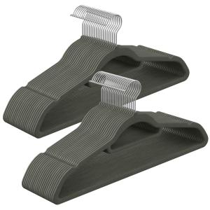 40 perchas antideslizantes de terciopelo de color gris