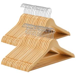 40 perchas de madera maciza con gancho giratorio de color n…