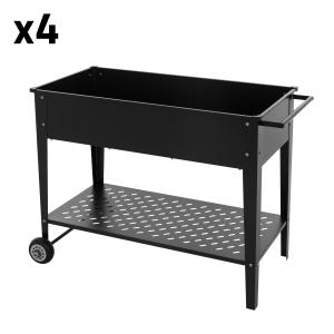 4x jardinera elevada de metal para plantas macetero alto ne…