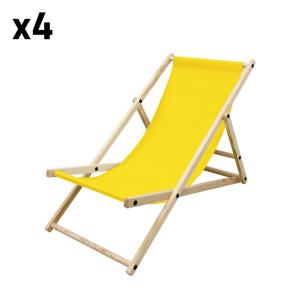4x silla de playa amarilla madera pino tejido oxford carga…