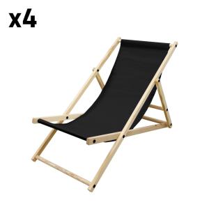 4x silla de playa negra madera de pino tejido oxford carga…