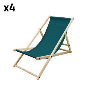 4x silla playa plegable madera tumbona verde oscuro
