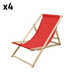 4x sillas de playa rojo madera de pino tejido oxford carga…