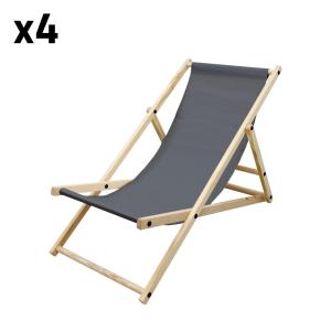 4xsilla de playa antracita madera pino tejido oxford carga…