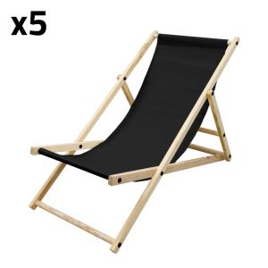 5x silla de playa negra madera de pino tejido oxford carga…