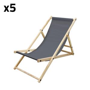 5xsilla de playa antracita madera pino tejido oxford carga…