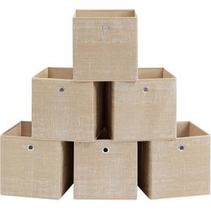 6 cajas de almacenamiento de 30 x 30 x 30 cm de color beige…