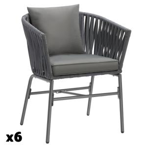 6 sillas de cuerda, cojines gruesos, 60 x 61 x 77 cm, gris…