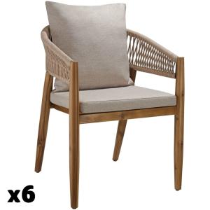 6 sillas de jardín con diseño de cuerda, 59 x 58 x 76,5 cm,…