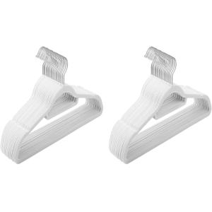 60 perchas de terciopelo con gancho giratorio de color blan…