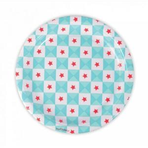 8 platos de papel - geométricos con estrellas azules
