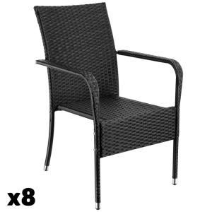 8 sillas de jardín apilables y carga de 120 kg, 58x67x90 cm…