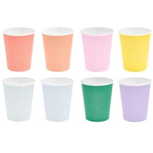 8 vasos de papel multicolores